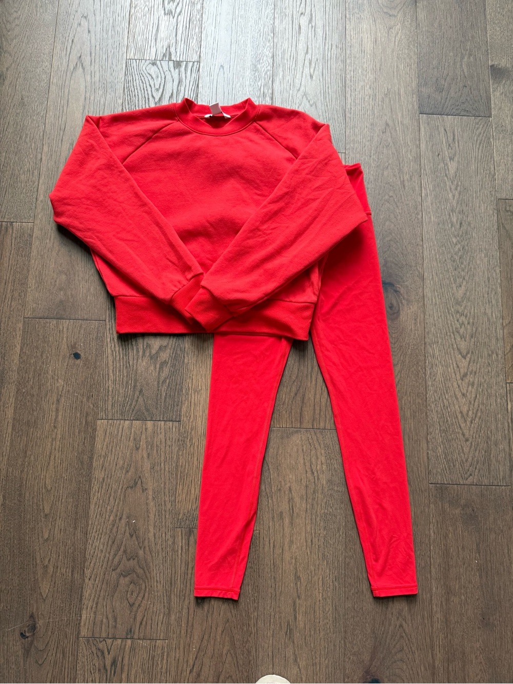 Athleta Bright Red Sweatshirt & Leggings Set